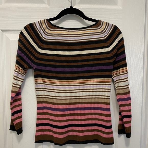 Vintage multi-coloured long sleeve sweater blouse - Size M - Picture 2 of 3